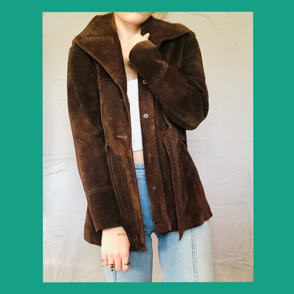 BROWN SUEDE LEATHER COAT